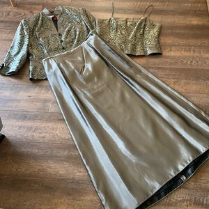 JS Collections Olive Green Maxi Dress Set
